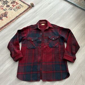 Amcrest Burgundy and Navy Vintage Plaid Wool Shirt